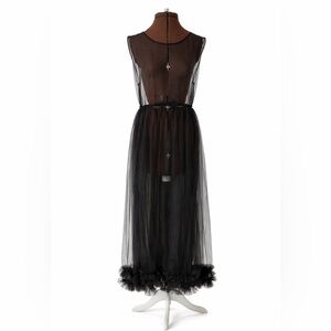 NWT Urban Outfitters Sheer Black Dress with Ruffle Hem L/XL